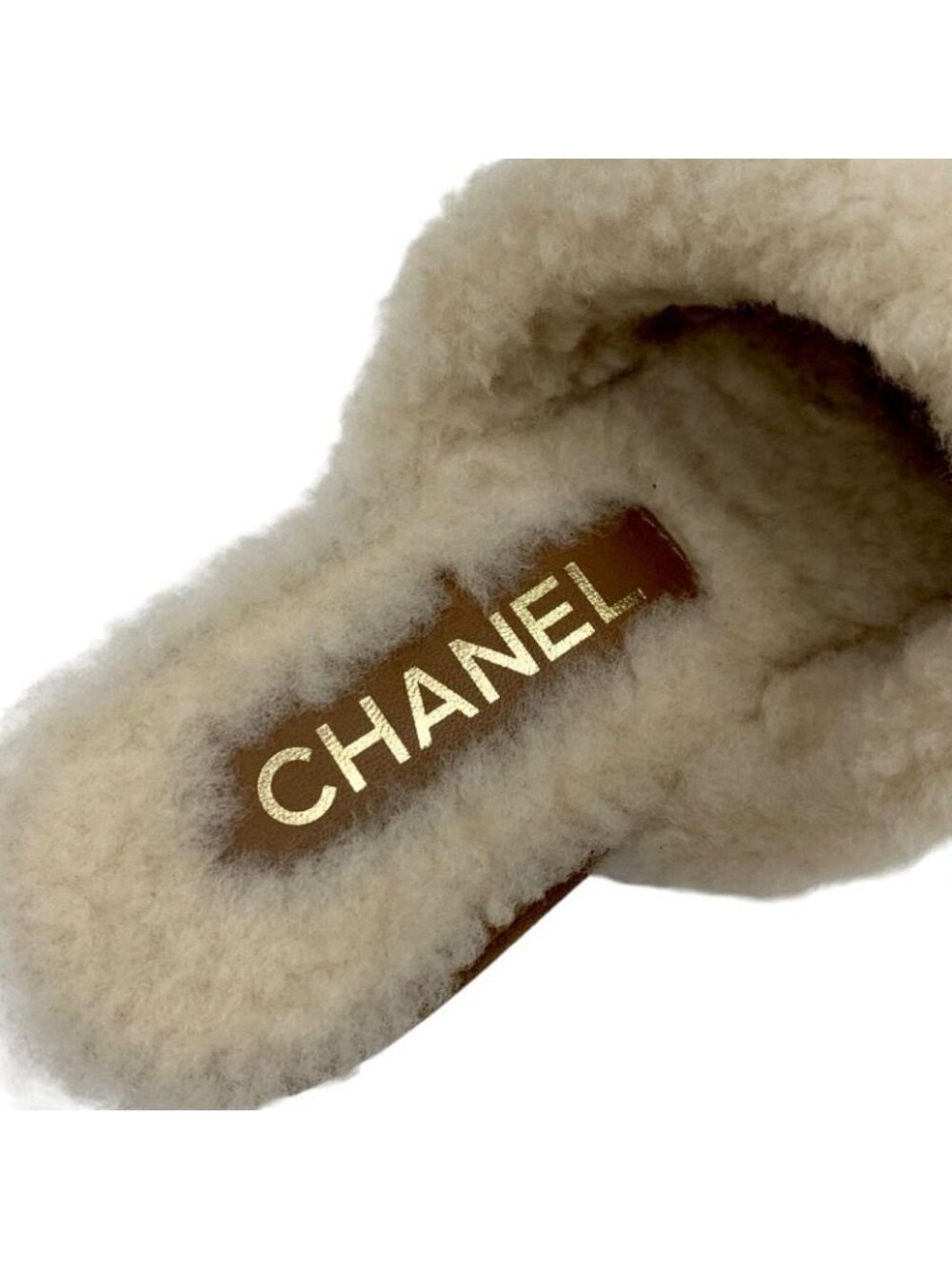 Chanel Sandals Shoes Suede Mouton Cork Brown Gold Clog Mules Turnlock Coco Mark - Picture 7 of 10